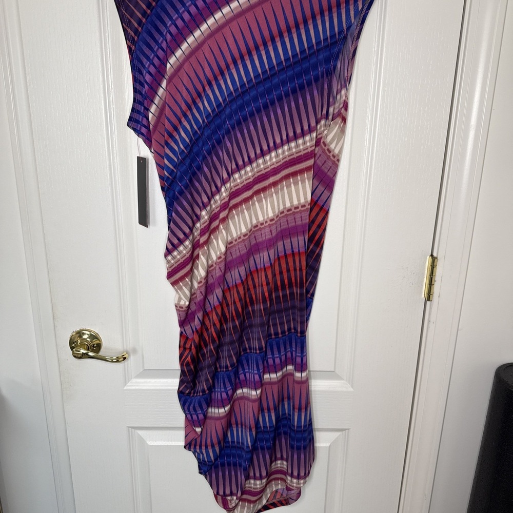 NWT Sofia Vergara Womens XL Multicolor Abstract Print Draped Sleeveless Dress - Picture 7 of 10